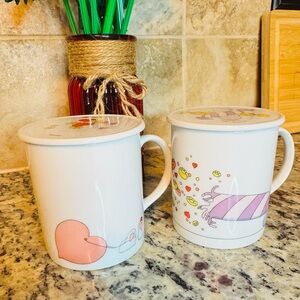 🫖 Vintage Set 2 Ceramic Mugs w/lids W. Steinbeck for The Toscany Collection